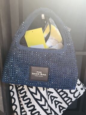 *Authentic* Marc Jacobs Navy Crystal-Embellished Sack Mini Bag